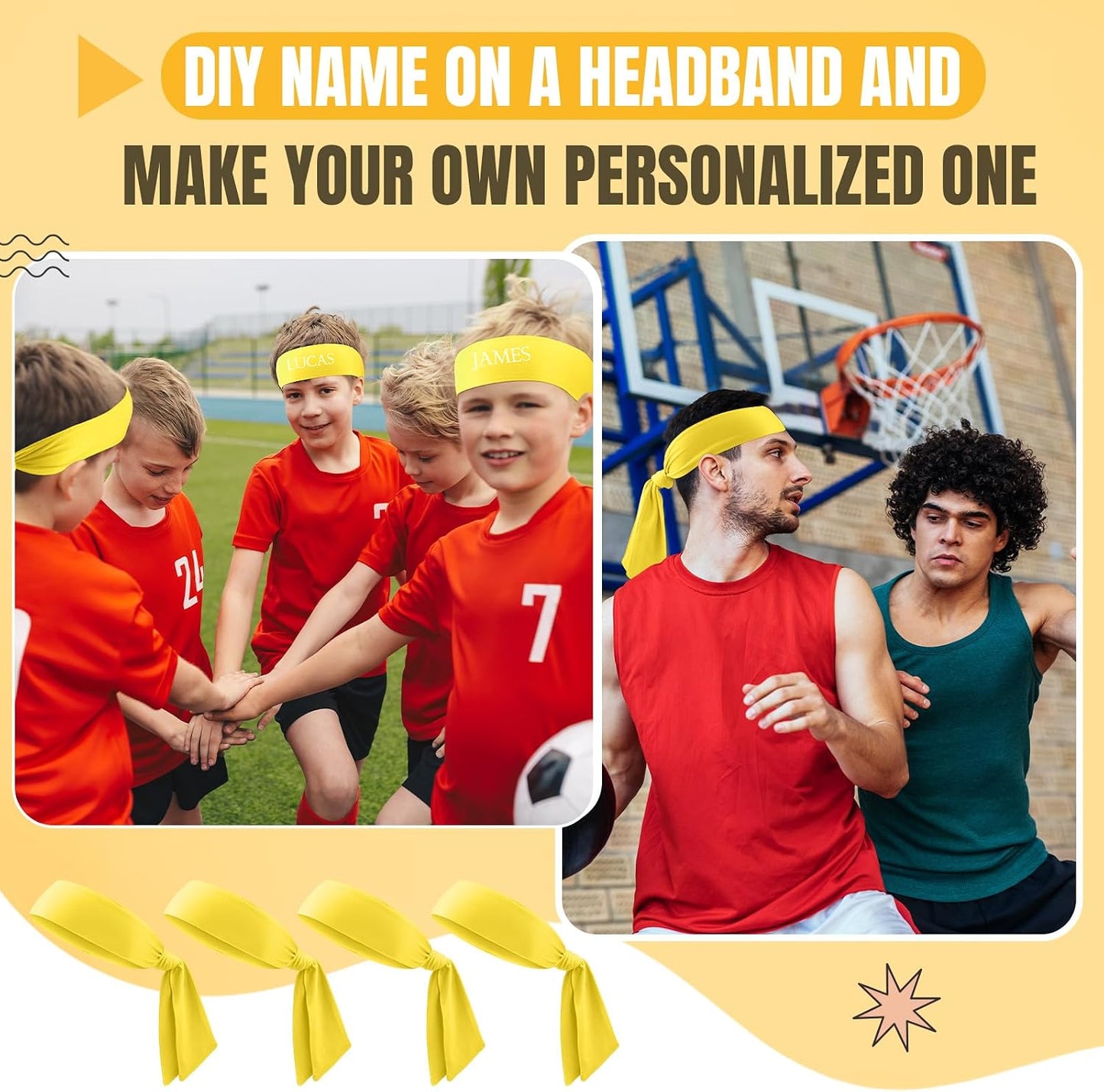 Hiboom 18 Pack Tie Headband Bulk Sports Tennis Headband for Men Women Ninja Karate Head Tie Athletic Sweatbands Elastic Hair Bands for Basketball, Football, Soccer, Running, Yoga
