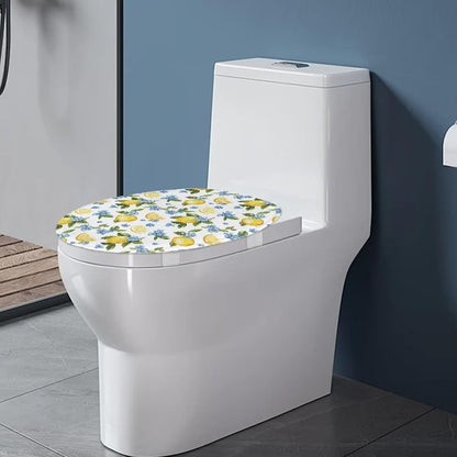 Lemon Fuzzy Toilet Lid Cover for Bathroom Stretchable Toilet Seat Lid Cover for All Season Flannel Home Decoration