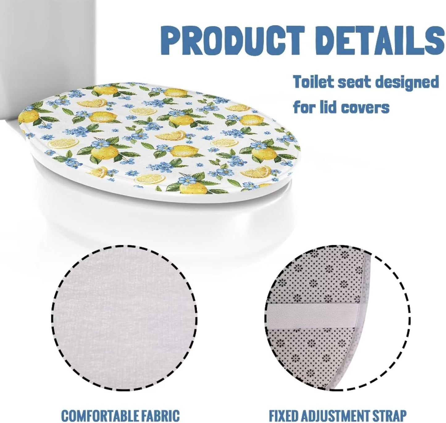 Lemon Fuzzy Toilet Lid Cover for Bathroom Stretchable Toilet Seat Lid Cover for All Season Flannel Home Decoration