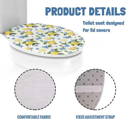 Lemon Fuzzy Toilet Lid Cover for Bathroom Stretchable Toilet Seat Lid Cover for All Season Flannel Home Decoration