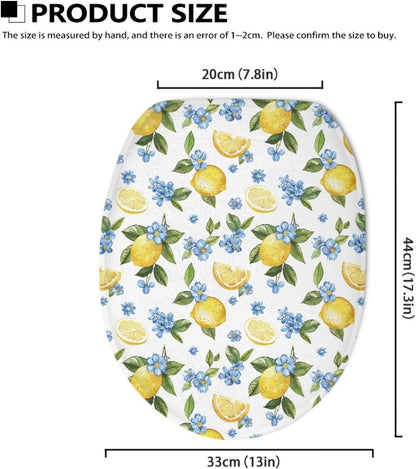 Lemon Fuzzy Toilet Lid Cover for Bathroom Stretchable Toilet Seat Lid Cover for All Season Flannel Home Decoration