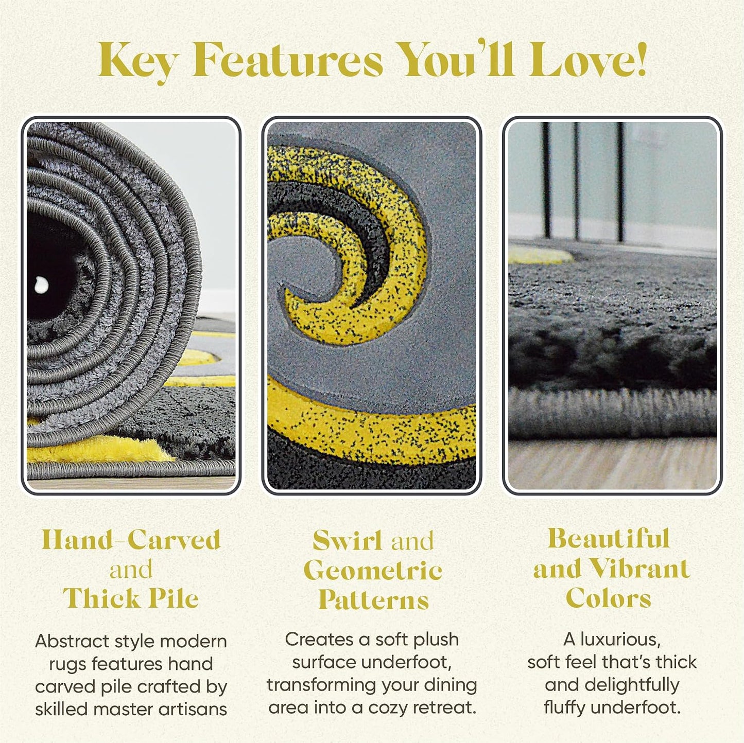 Abstract Rug 5x7 Modern Rug Contemporary Area Rug Premium Quality Rug Colorful Thick Carpet for Living Room 327 Yellow