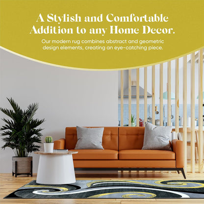 Abstract Rug 5x7 Modern Rug Contemporary Area Rug Premium Quality Rug Colorful Thick Carpet for Living Room 327 Yellow