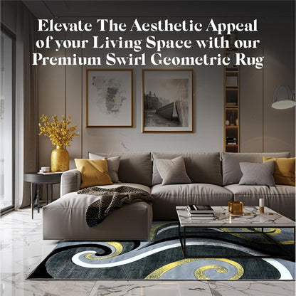 Abstract Rug 5x7 Modern Rug Contemporary Area Rug Premium Quality Rug Colorful Thick Carpet for Living Room 327 Yellow