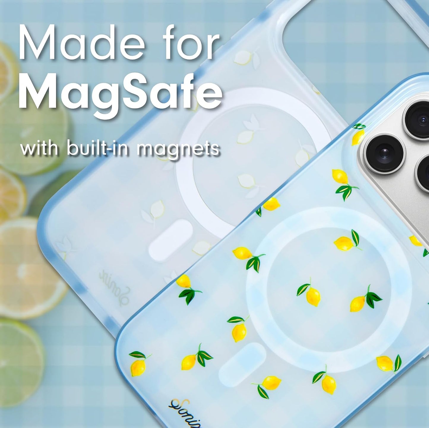 Case for iPhone 17 Pro Max | Compatible with MagSafe | 10ft Drop Tested | Lemon Gingham