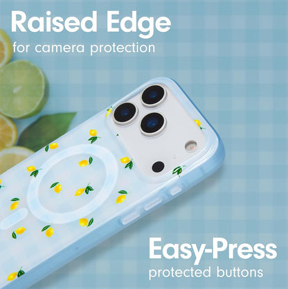 Case for iPhone 17 Pro Max | Compatible with MagSafe | 10ft Drop Tested | Lemon Gingham