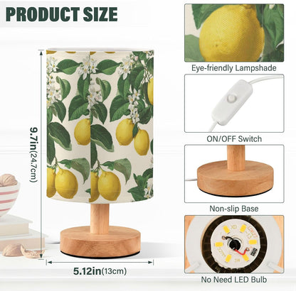 Bedside Table Lamp Lemon Yellow Citrus Fruits (111) Kids Nightstand Lamp Night Light Fabric Shade for Bedroom Living Room Home Office
