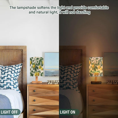 Bedside Table Lamp Lemon Yellow Citrus Fruits (111) Kids Nightstand Lamp Night Light Fabric Shade for Bedroom Living Room Home Office