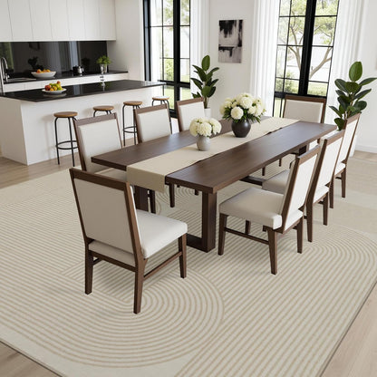 8×10 Area Rugs for Living Room, Non-Slip Modern Soft Washable Rug, Low Pile Thin Geometric Carpet for Bedroom, Dining Room, Home Office, Pet & Child Friendly, Beige, Light Yellow
