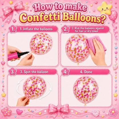 Pink Yellow Balloons for Girls Party Decor | 12 Inch Pink Yellow Gold Confetti Balloons for Birthday Baby Shower Wedding Decorations