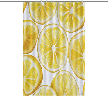 Shower Curtain Yellow Lemon Slices Wide Shower Curtain 48x72Inch Fresh Citrus Fruit Aesthetic Showers Curtains Plastic Waterproof Fabric Modern Home Bathroom Decorations