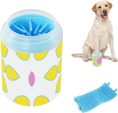 Fashion Geometric Flower Yellow and Pink Reusable Pet Foot Washer Soft Silicone Brush Feet Cleaning Kit for Small Medium Dogs & Cat Breeds cepillos para Perros
