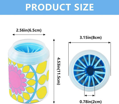 Fashion Geometric Flower Yellow and Pink Reusable Pet Foot Washer Soft Silicone Brush Feet Cleaning Kit for Small Medium Dogs & Cat Breeds cepillos para Perros