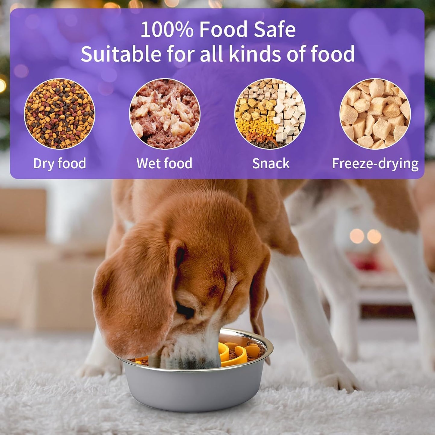 Slow Feeder Dog Bowls Insert, Soft Silicone Slow Eating Dog Food Bowl for Small, Medium and Large Dogs, Compatible with Regular and Elevated Bowls