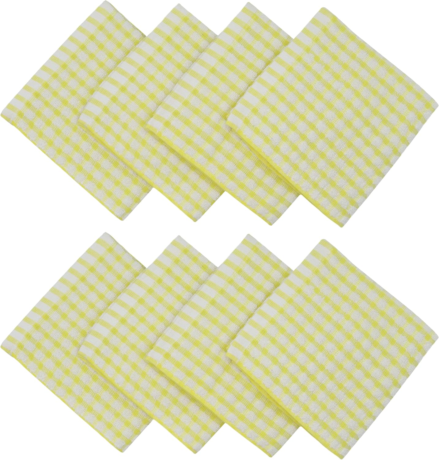 Cotton Dish Rags Dish Cloths For Washing Dishes, 8 Pack,11.8”x11.8”, Yellow | Terry Cloth Wash Rags For Cleaning House, Light Dish Towels Tor Kitchen Drying Dishes, Soft Kitchen Washcloths