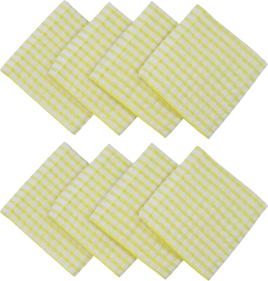 Cotton Dish Rags Dish Cloths For Washing Dishes, 8 Pack,11.8”x11.8”, Yellow | Terry Cloth Wash Rags For Cleaning House, Light Dish Towels Tor Kitchen Drying Dishes, Soft Kitchen Washcloths