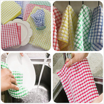 Cotton Dish Rags Dish Cloths For Washing Dishes, 8 Pack,11.8”x11.8”, Yellow | Terry Cloth Wash Rags For Cleaning House, Light Dish Towels Tor Kitchen Drying Dishes, Soft Kitchen Washcloths