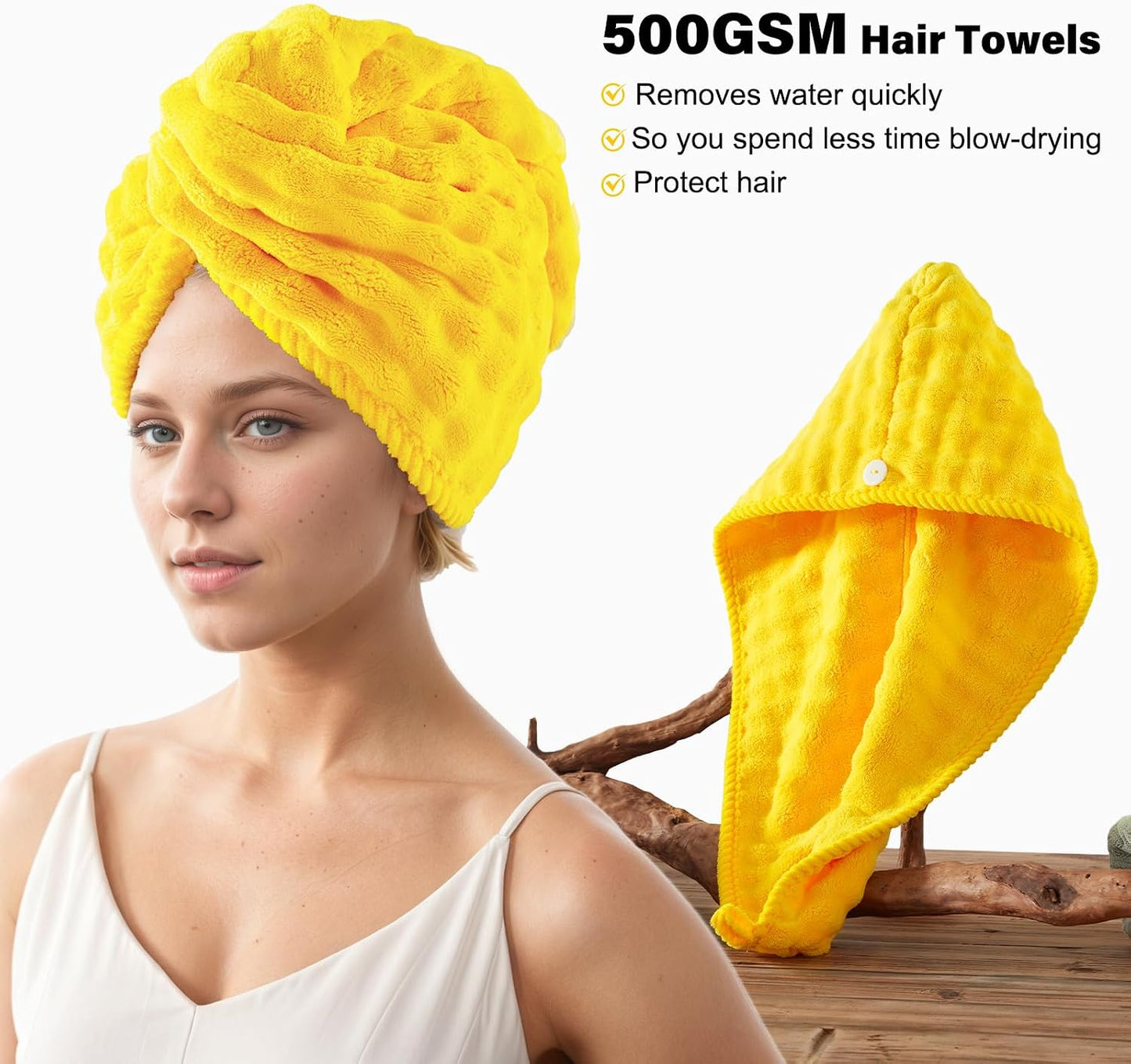 Lint Free 8Pcs Bathroom Towels Set Ultra Soft Microfiber Yellow | Ultra fluffy, Thick, Highly absorbent, Fast dry, No shedding, No pilling, Fade resistant, Durable & long-lasting
