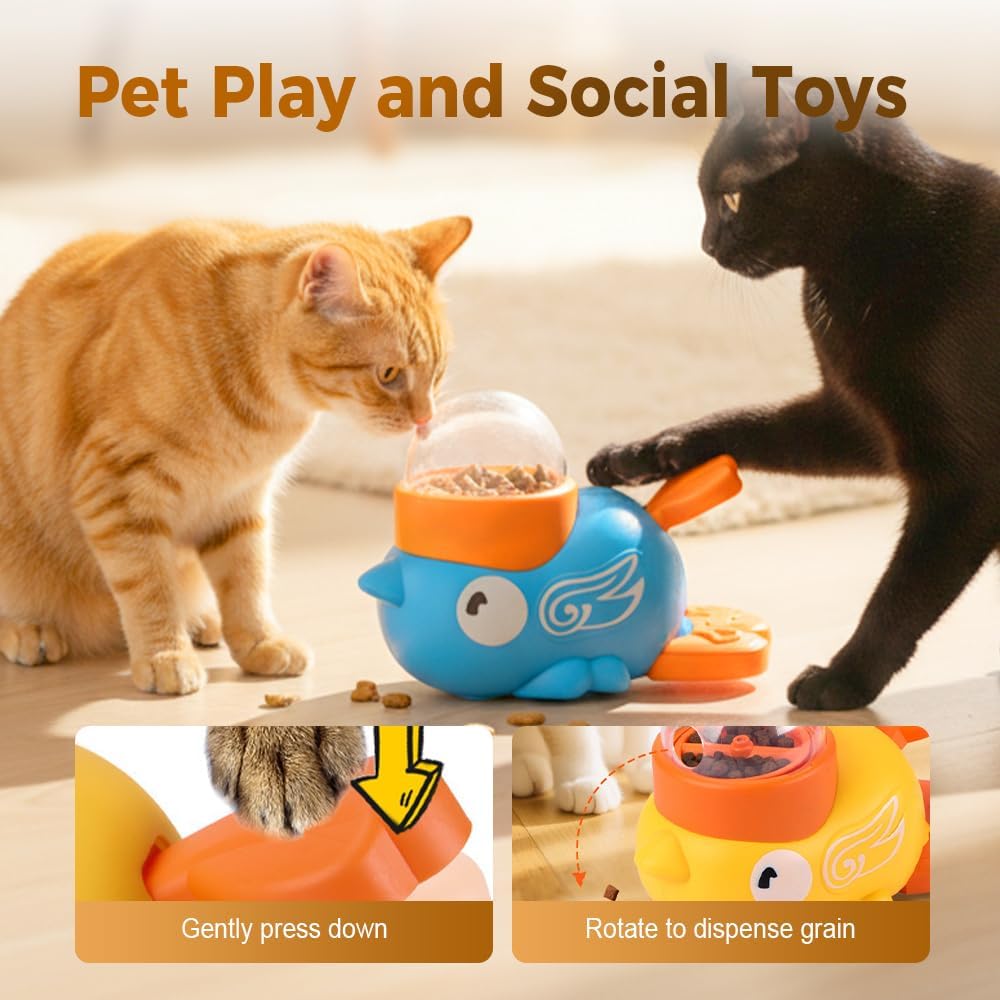 Dog Interactive Treat Dispenser Toy, 2026 New 2-in-1 Interactive Dogs Toys Food Puzzle Slow Feeder, Safe Dog Food Slow Treat Feeding Dispenser for Small & Large Cats Dogs (Yellow +Blue)