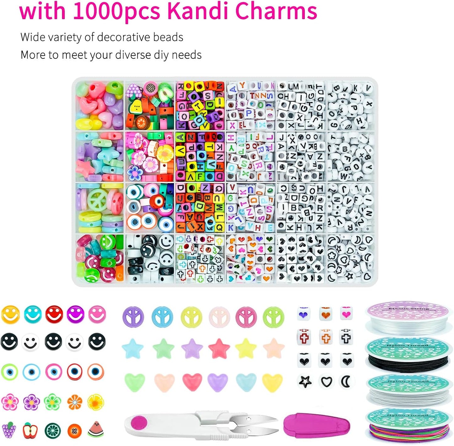 5 Boxes Bracelet Making Kit Pony Beads, 96 Colors 3500Pcs Kandi Beads for Bracelets with 800Pcs Letter Bead Friendship Bracelet Rave Accessories Craft Kits for Kids Adults Keychain Jewelry Making
