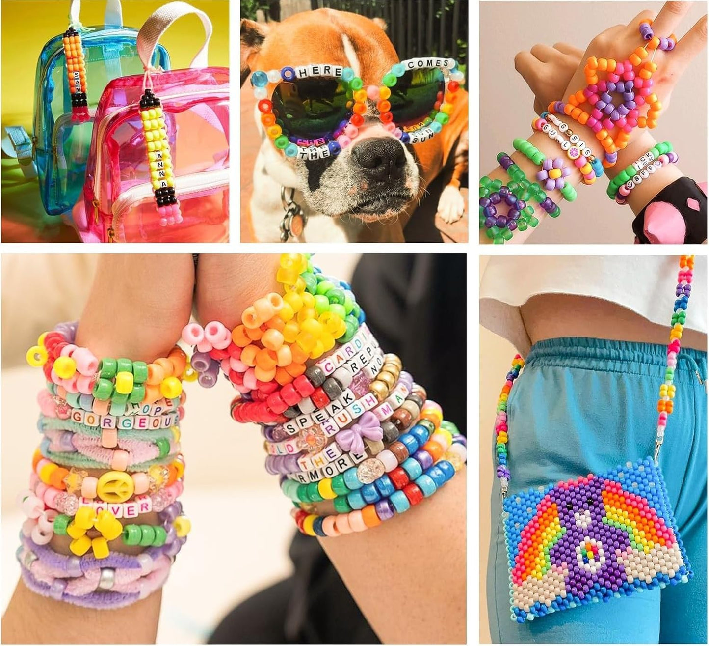 5 Boxes Bracelet Making Kit Pony Beads, 96 Colors 3500Pcs Kandi Beads for Bracelets with 800Pcs Letter Bead Friendship Bracelet Rave Accessories Craft Kits for Kids Adults Keychain Jewelry Making