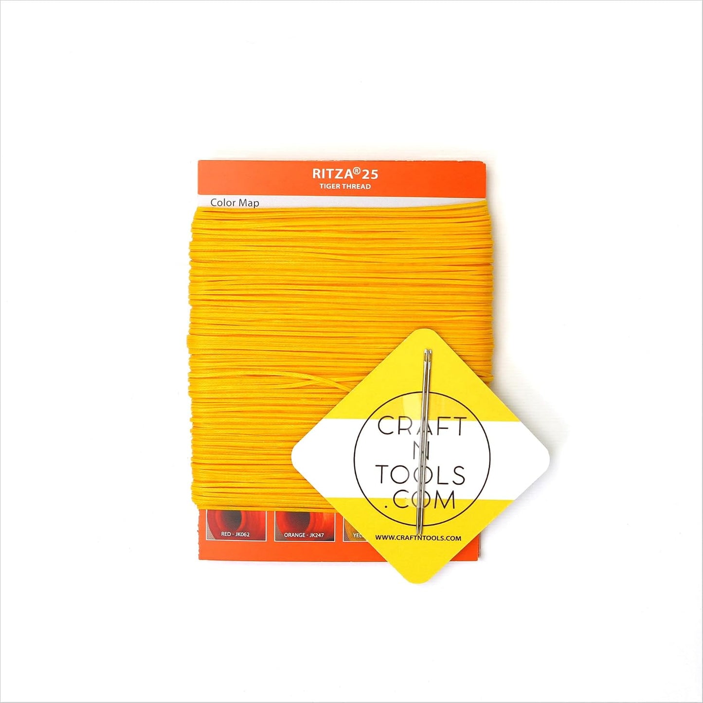 Ritza Tiger 0.6mm Waxed Polyester Thread for Leather Craft | 50m Yellow Tiger Thread