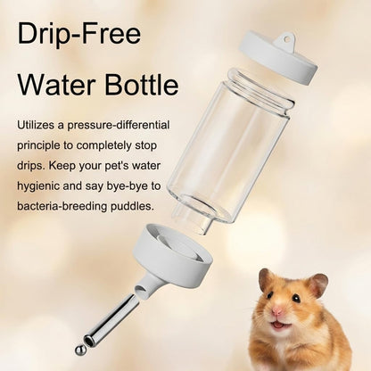 No Drip Hamster Water Bottle, 2 in 1 Hamster Water Dispenser & Food Bowl | Sealed Freestanding Small Animal Gravity Feeder, Hamster Cage Accessories for Dwarf Hamster, Gerbil, Rat, Mice (Yellow)