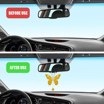 Bling Butterfly Diamond Car Accessories, Car Mirror Hanging Accessories, Crystal Rhinestone Vehicle Rear View Mirror Charms, Lucky Diamond Auto Hanging Ornament Pendant for Cars (Yellow)