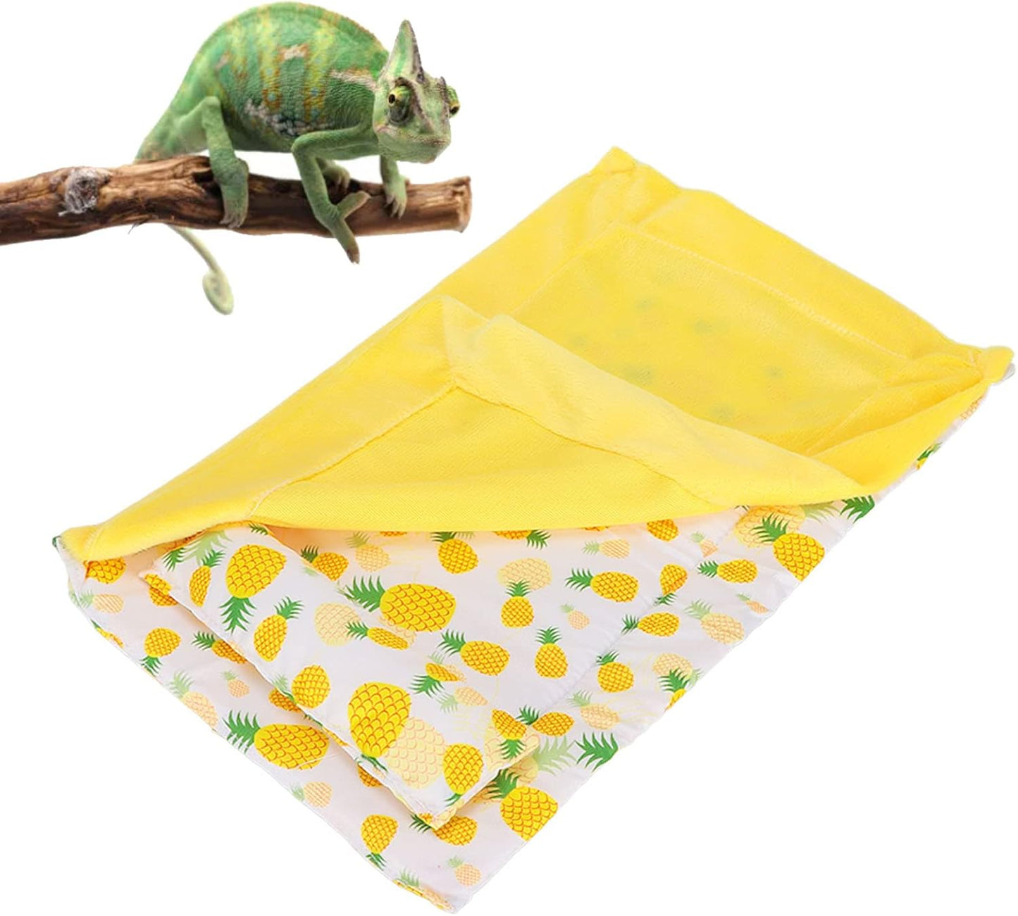Reptile Sleeping Bag Soft Warm Bearded Dragon Bed Bearded Pet Bed with Pillow for Leopard Gecko Small Pet(Yellow)