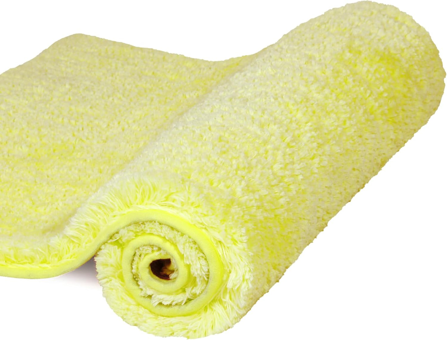 Bathroom Rug Non Slip Bath Mat (16 x 24, Yellow) Water Absorbent Soft Microfiber Shaggy Bathroom Mat Machine Washable Bath Rug Thick Plush Rugs for Shower