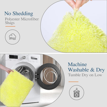 Bathroom Rug Non Slip Bath Mat (16 x 24, Yellow) Water Absorbent Soft Microfiber Shaggy Bathroom Mat Machine Washable Bath Rug Thick Plush Rugs for Shower