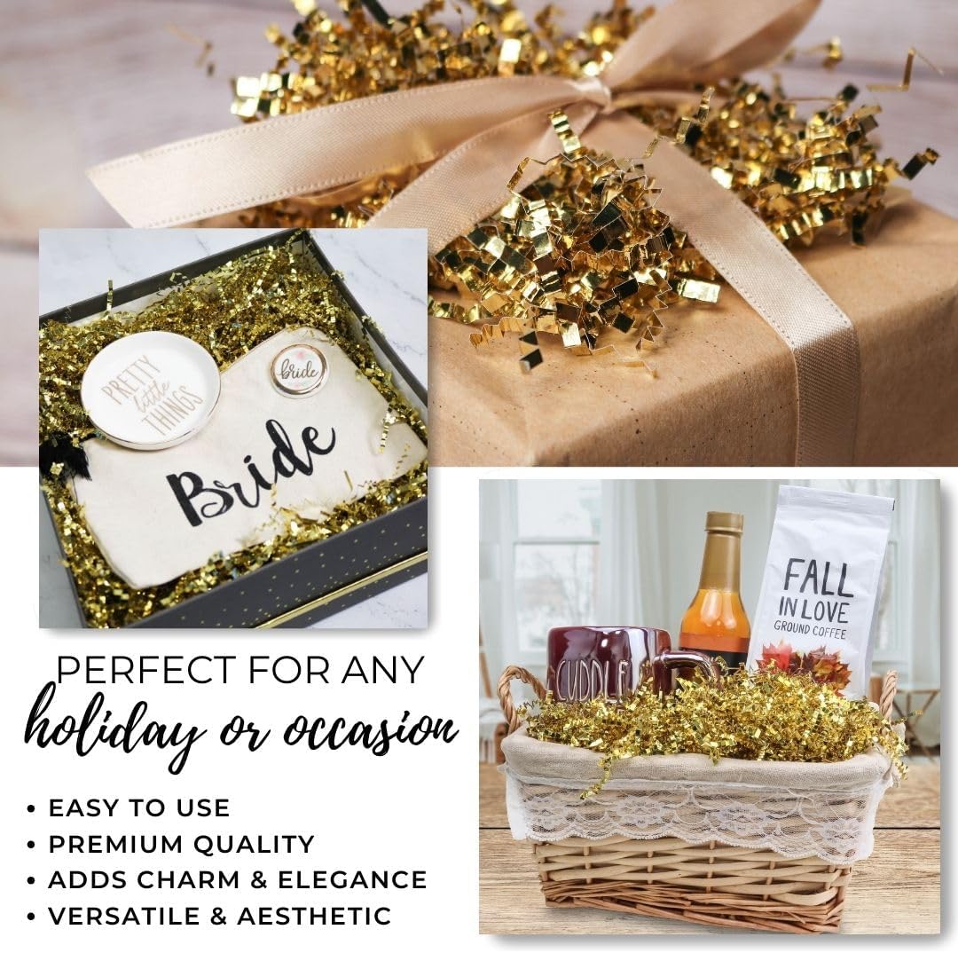 Crinkle Cut Paper Shred Filler - 1LB Kraft - Decorative & Protective Packaging for Bridesmaid Gifts & Bridesmaid Proposal Gifts Holiday Stuffers Birthdays Wedding & Anniversaries