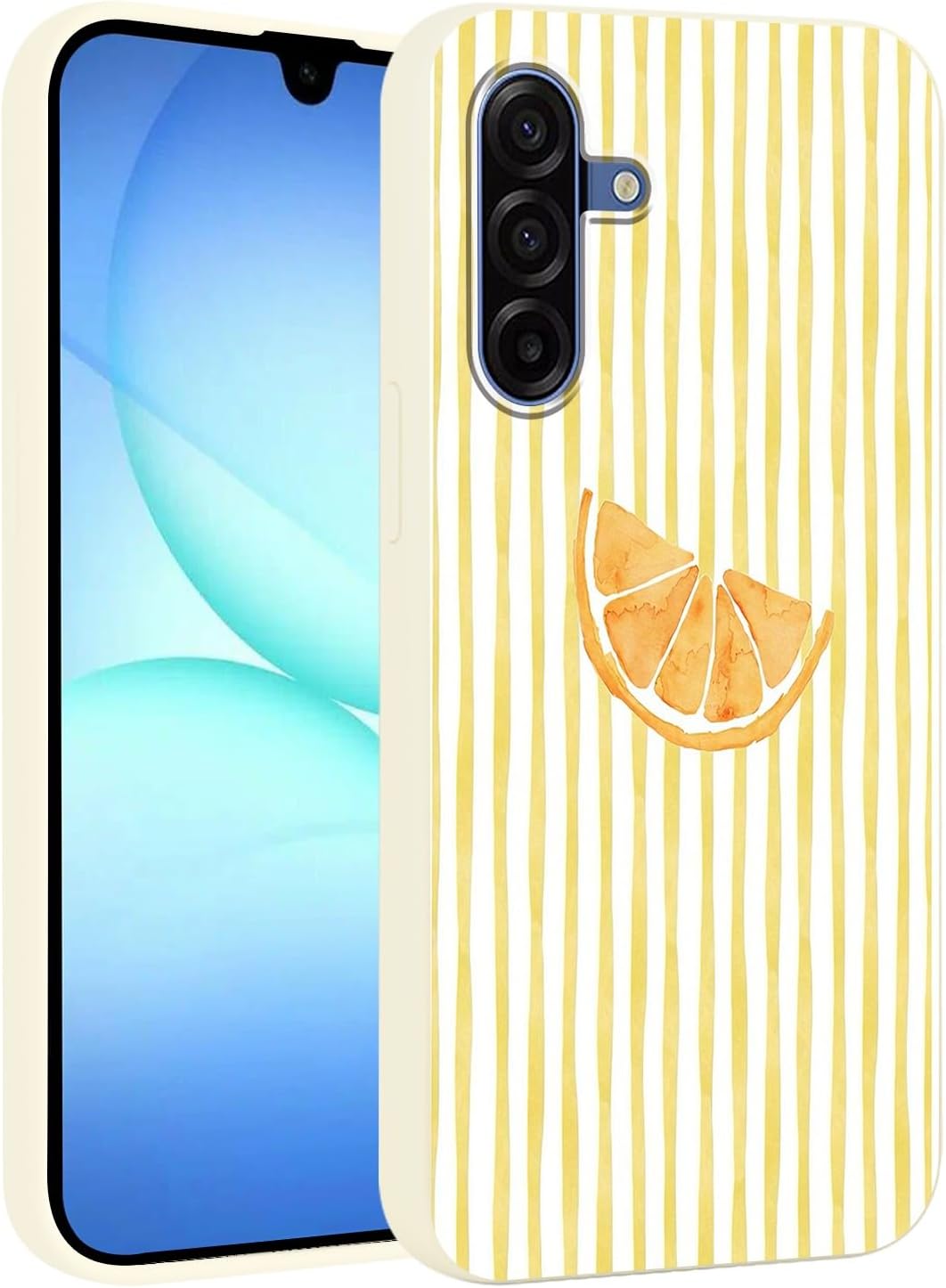 Cute Yellow Striped Phone Case for Samsung Galaxy A17 5G Case 6.7", Trendy Simple Summer Pattern Design Matte Cover Shockproof Silicone Soft Slim TPU Protection Funda for Girls Women, Lemon