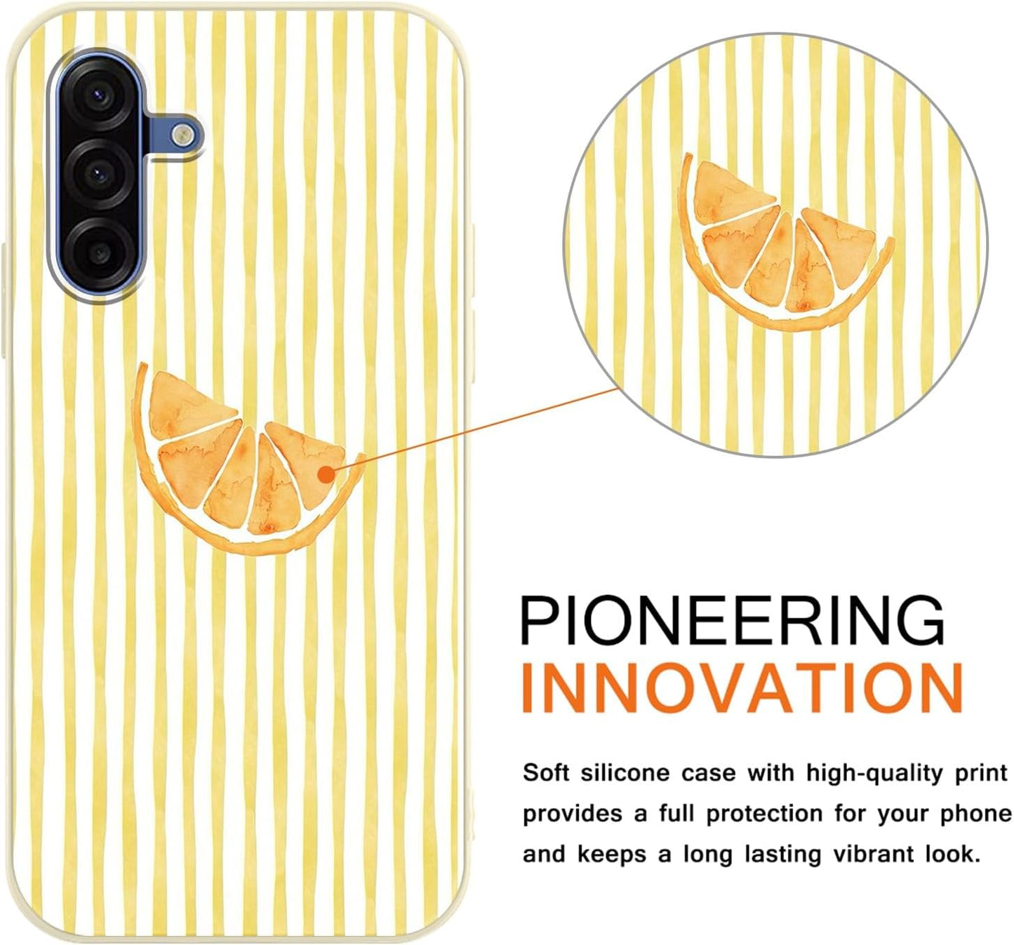 Cute Yellow Striped Phone Case for Samsung Galaxy A17 5G Case 6.7", Trendy Simple Summer Pattern Design Matte Cover Shockproof Silicone Soft Slim TPU Protection Funda for Girls Women, Lemon