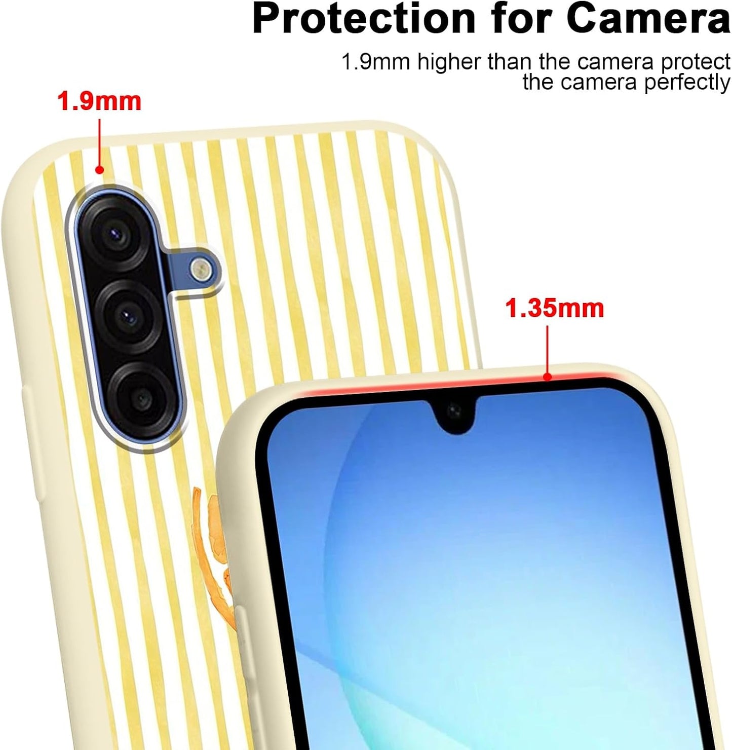 Cute Yellow Striped Phone Case for Samsung Galaxy A17 5G Case 6.7", Trendy Simple Summer Pattern Design Matte Cover Shockproof Silicone Soft Slim TPU Protection Funda for Girls Women, Lemon