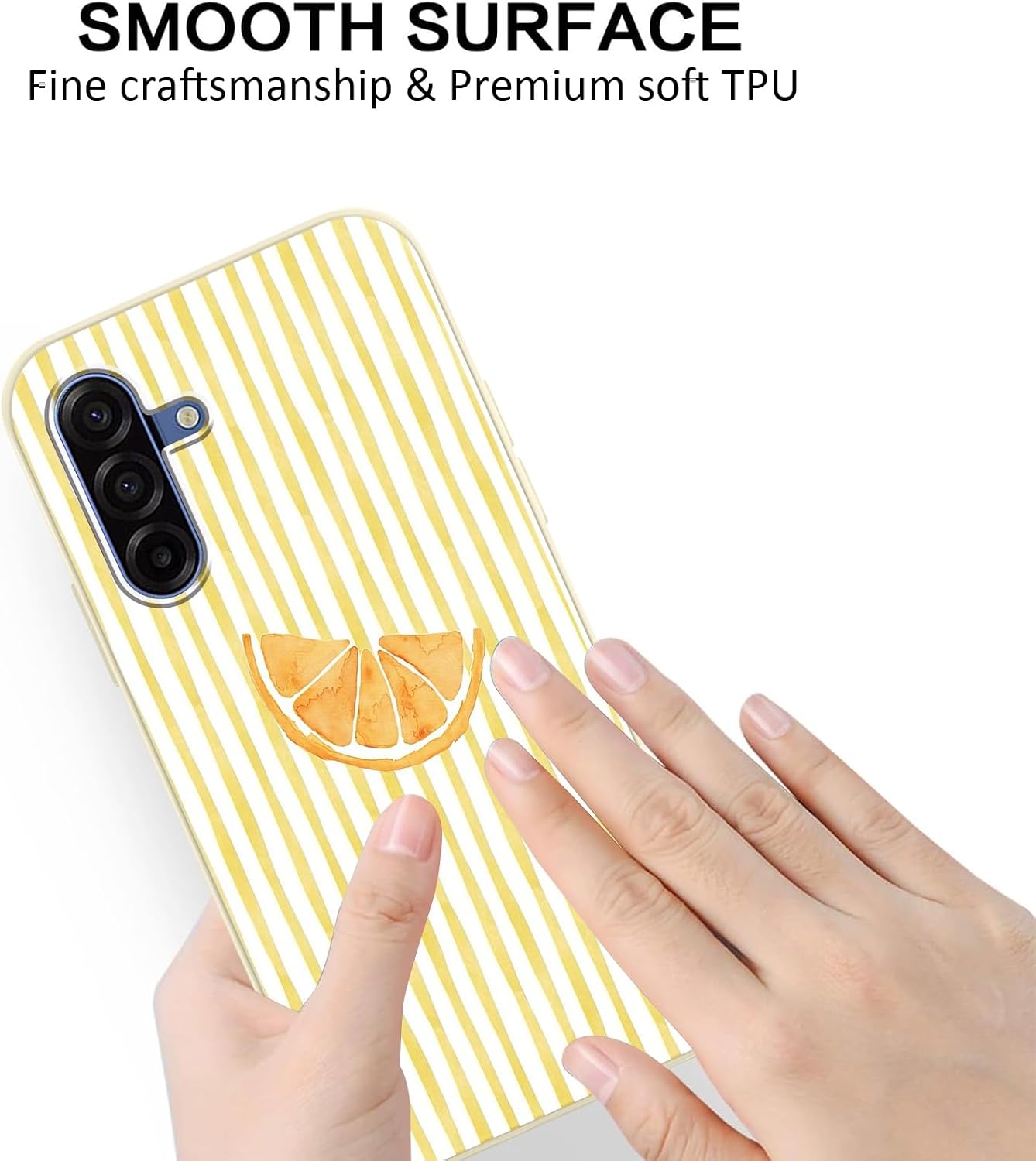 Cute Yellow Striped Phone Case for Samsung Galaxy A17 5G Case 6.7", Trendy Simple Summer Pattern Design Matte Cover Shockproof Silicone Soft Slim TPU Protection Funda for Girls Women, Lemon