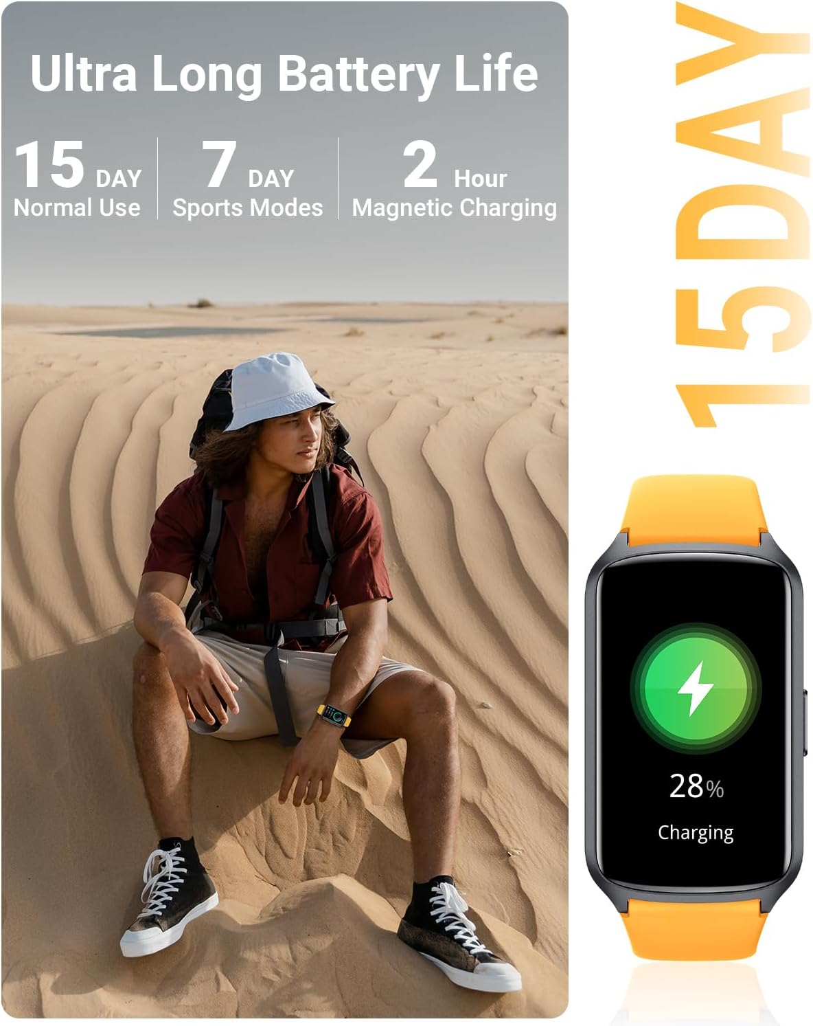 Amzhero Health Fitness Tracker with 24/7 Heart Rate, Blood Oxygen, Blood Pressure, Sleep Tracker, 5ATM Waterproof Activity Trackers with Step Tracker, Pedometer (S & L Bands Included)