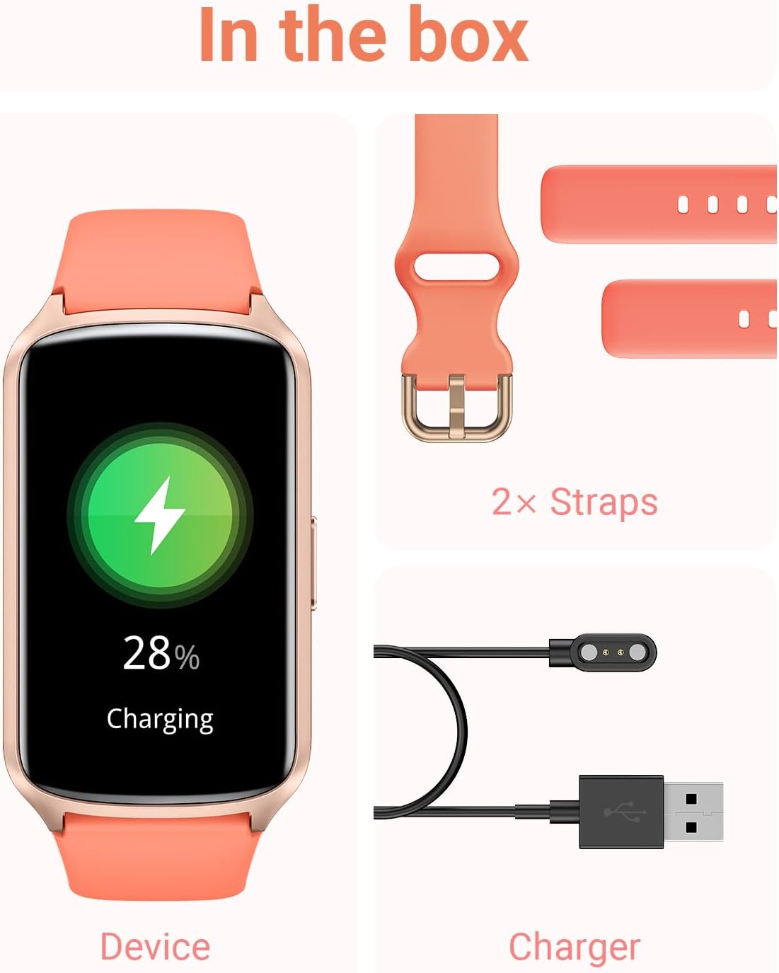 Amzhero Health Fitness Tracker with 24/7 Heart Rate, Blood Oxygen, Blood Pressure, Sleep Tracker, 5ATM Waterproof Activity Trackers with Step Tracker, Pedometer (S & L Bands Included)