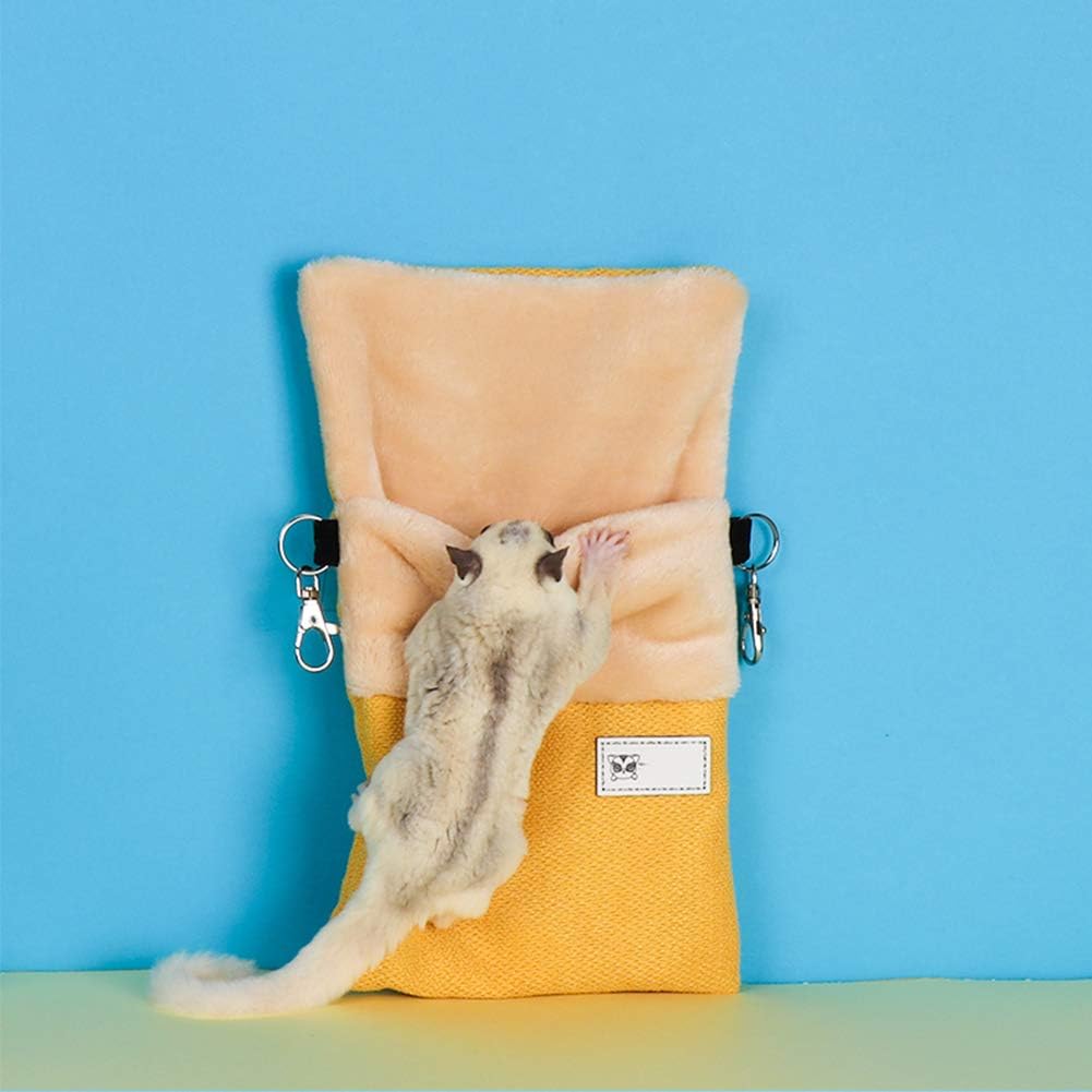 ® Small Pet Hanging Bed Sleep Pouch with Heated Warm Compartment Pet Hammocks Bed for Hamster Rat Sugar Glider Squirrel Ferret Warm Nest Bed Hideout Cave