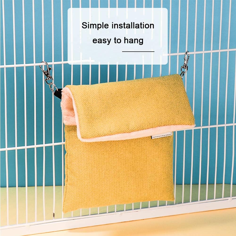 ® Small Pet Hanging Bed Sleep Pouch with Heated Warm Compartment Pet Hammocks Bed for Hamster Rat Sugar Glider Squirrel Ferret Warm Nest Bed Hideout Cave