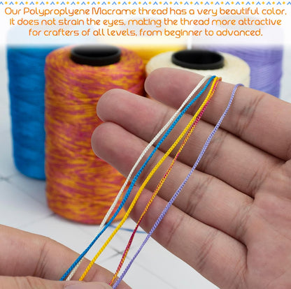 Polyester Macrame Cord 1mm x 251yards Polyester Yarn for Crocheting Braided Polypropylene Cord Crochet Bag Cord Macrame Yarn for Crocheting, Handbag, Beading, DIY Crafts (Yellow)