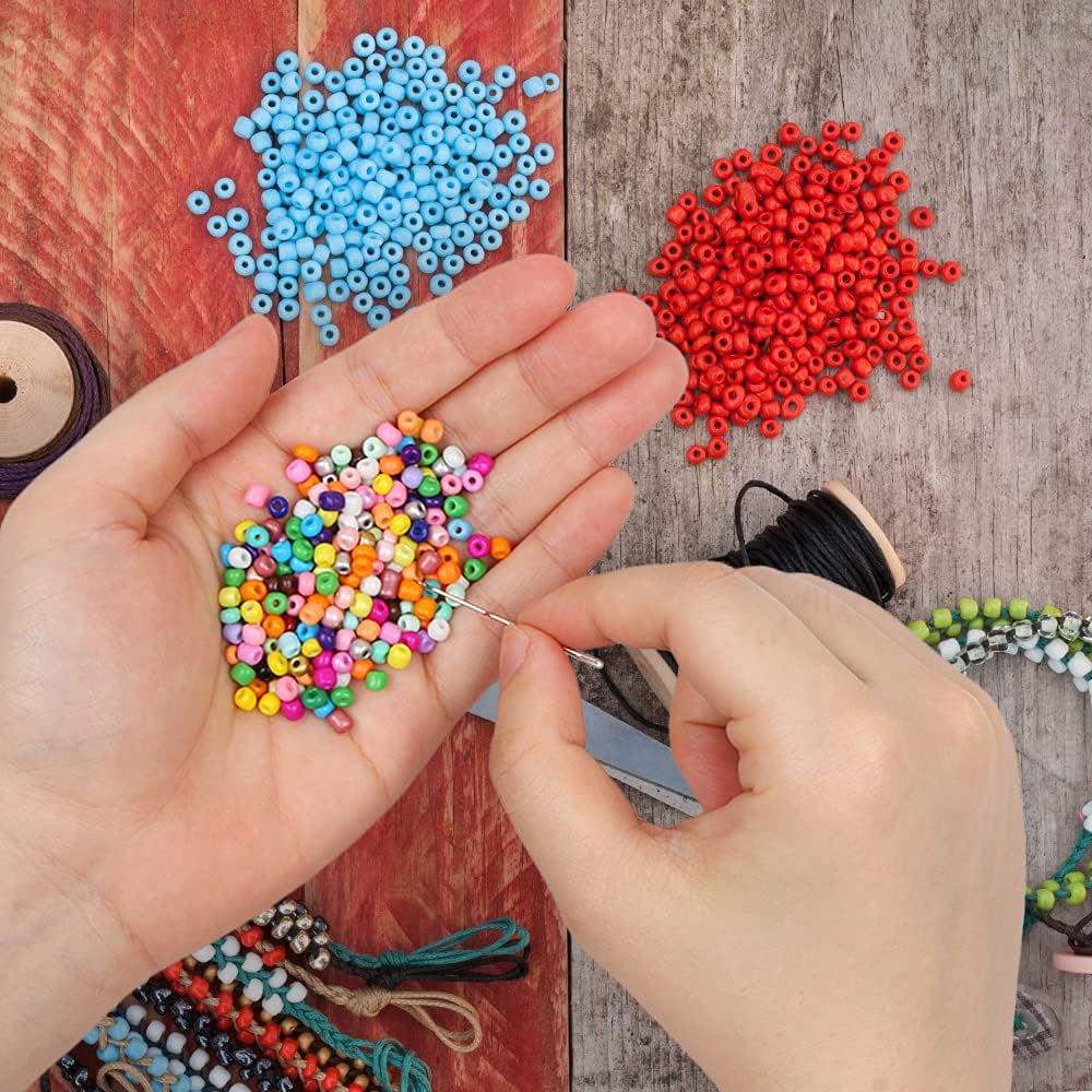 2200pcs Glass Seed Beads Bulk, 4mm 6/0 Pony Beads Bulk for Jewelry Making Mini Spacer Beads Loose Beads Craft Small Glass Seed Beads for DIY Bracelet Wrist (Bright Yellow)