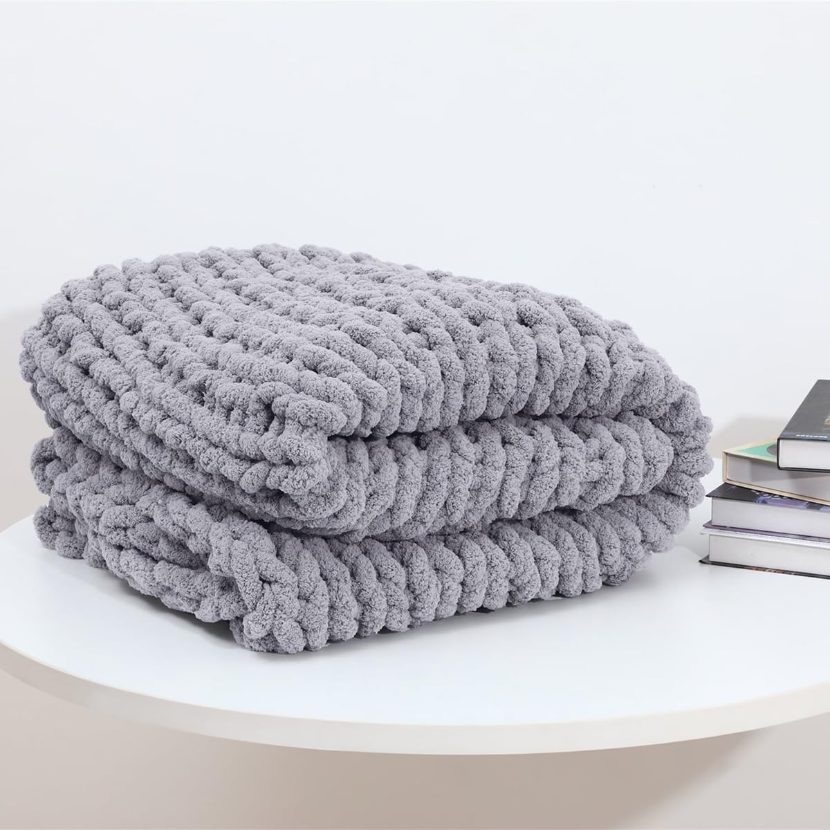 Chunky Maglia Coperta Gettare,Chunky Knit Blanket Throw, Thick Soft Chenille Yarn Throw, Warm Handmade Rope Knot Blanket for Couch Sofa Bed,Yellow,60 * 60 cm
