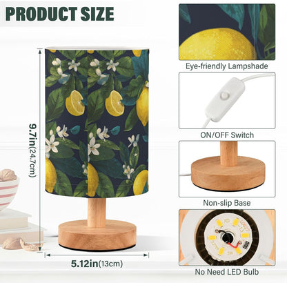 Bedside Table Lamp Lemon Yellow Citrus Fruits (115) Kids Nightstand Lamp Night Light Fabric Shade for Bedroom Living Room Home Office