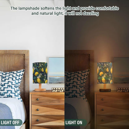 Bedside Table Lamp Lemon Yellow Citrus Fruits (115) Kids Nightstand Lamp Night Light Fabric Shade for Bedroom Living Room Home Office