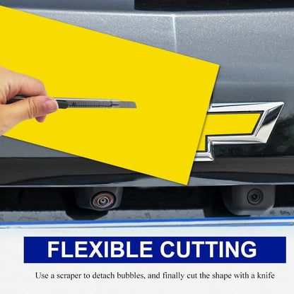 3PCS 11.8" x 4" Bowtie Emblem Logo Stickers, Car Decals | DIY Carbon Fiber Decals Emblem Kit with Spatula and Cutter, Car Exterior Decoration Vinyl Wrap Stickers for Chevy Logo