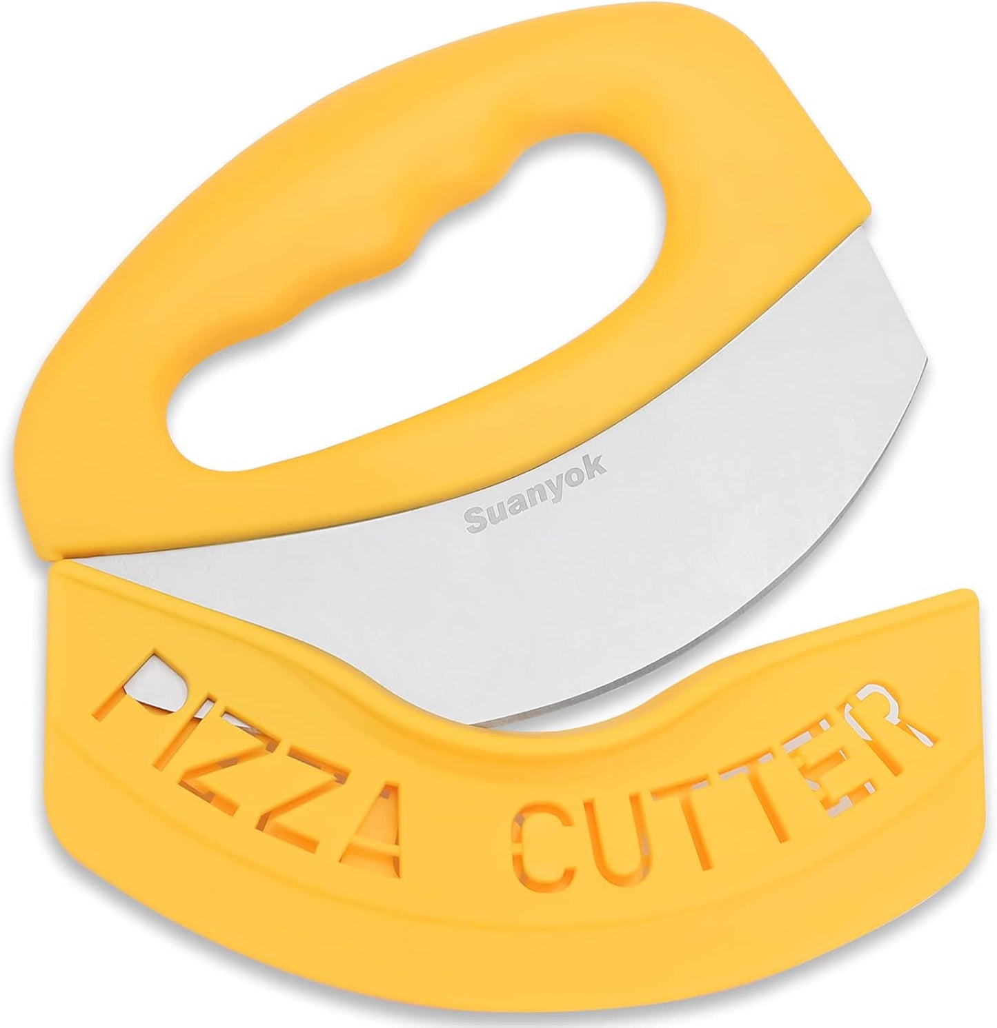 Pizza Cutter Stainless Steel Rocker Blade with Cover(Yellow) | Dishwasher Safe,Super Sharp,Multi Function Kitchen Tool,Food Chopper