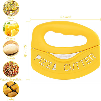 Pizza Cutter Stainless Steel Rocker Blade with Cover(Yellow) | Dishwasher Safe,Super Sharp,Multi Function Kitchen Tool,Food Chopper