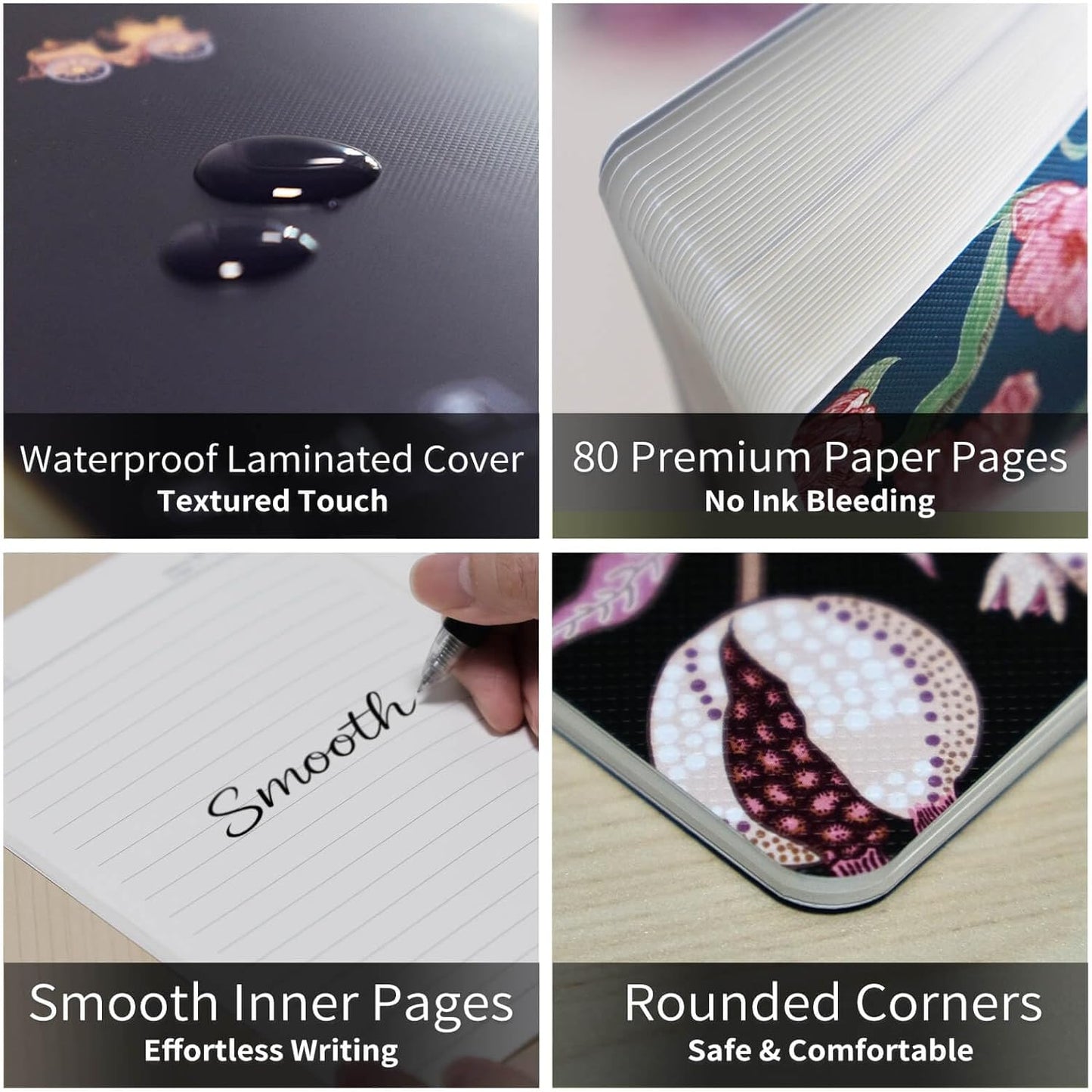 Stitched Composition Notebooks 2-Pack with Unique Art Designed Cover, A5 Lined Diary (8.2"L*5.5"W), Lay Flat Design, Thicked Paper Writes Smoothly for School and Office (Lemon)