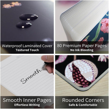 Stitched Composition Notebooks 2-Pack with Unique Art Designed Cover, A5 Lined Diary (8.2"L*5.5"W), Lay Flat Design, Thicked Paper Writes Smoothly for School and Office (Lemon)